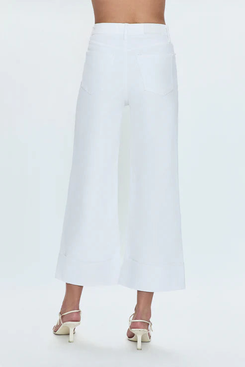 Lana Crop Cuff High Rise Ultra Wide Leg Jean - Vivid White