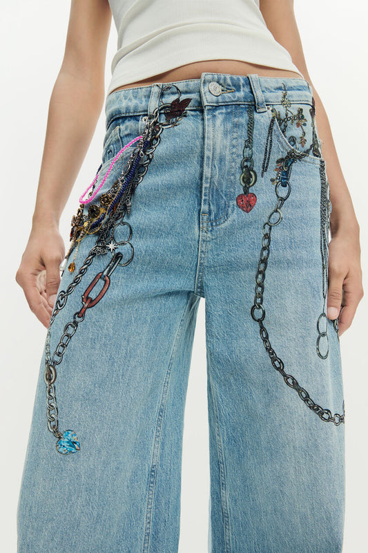Jeans trousers chains