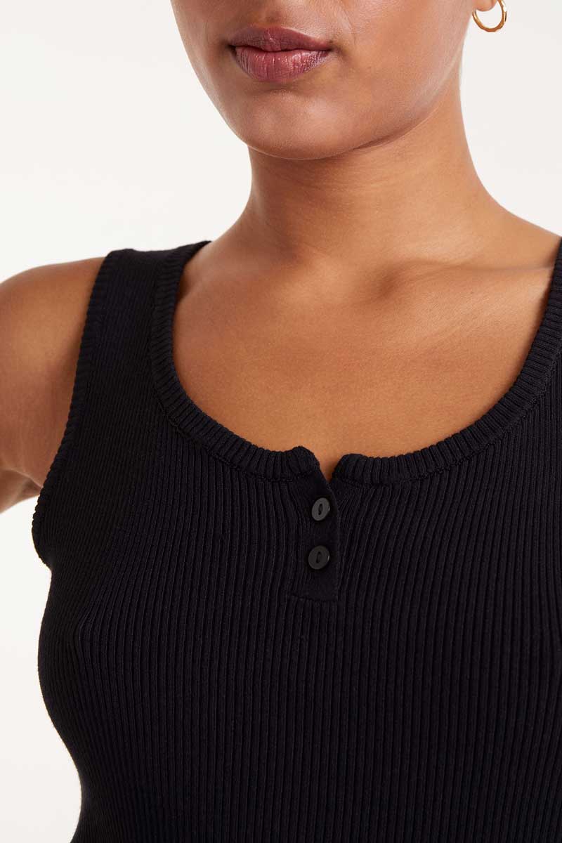Black Button Knit Top