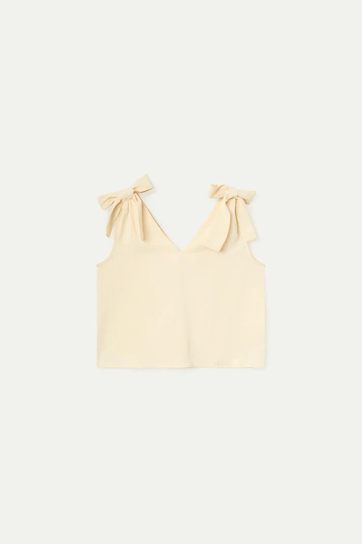Off-white top with tie straps