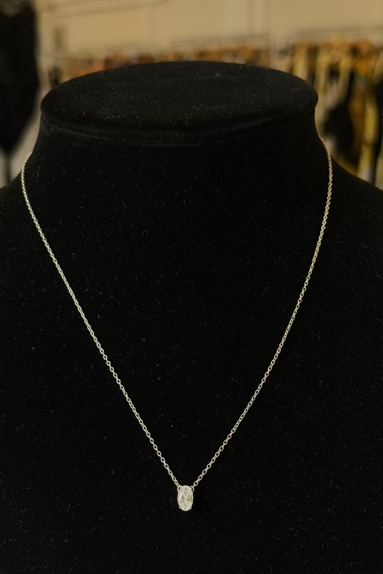 Small Oval Gem Chain Necklace