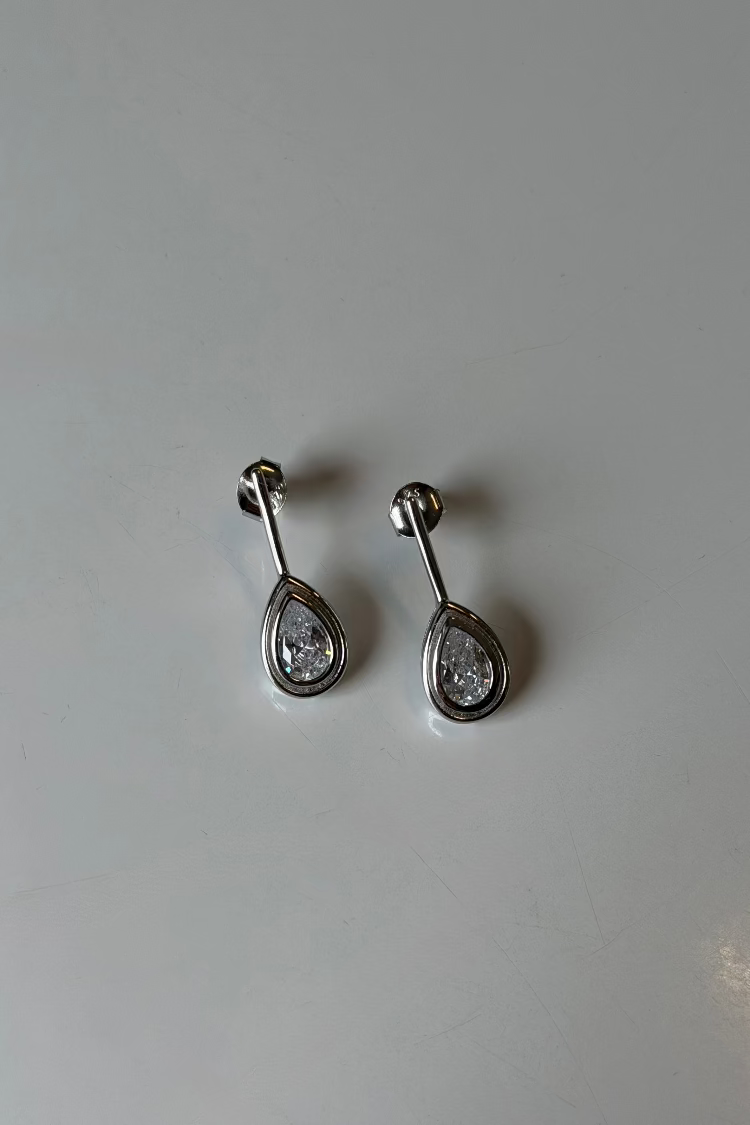 Pear Bezel Drop Earrings