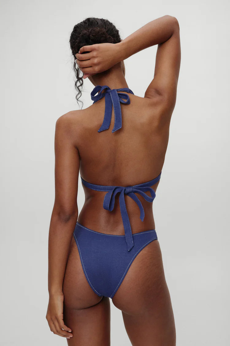 BELLA HADID Frank Halter Bikini Top & Blue Bikini Bottom