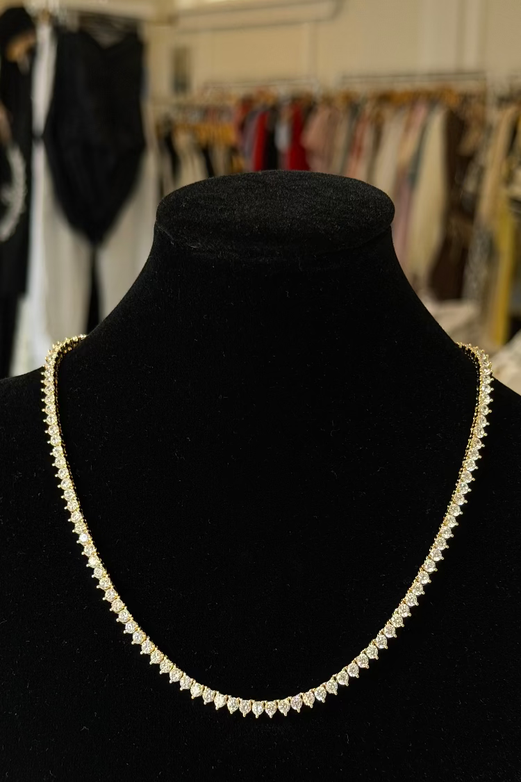 Pronged Round Diamond Tennis Necklace