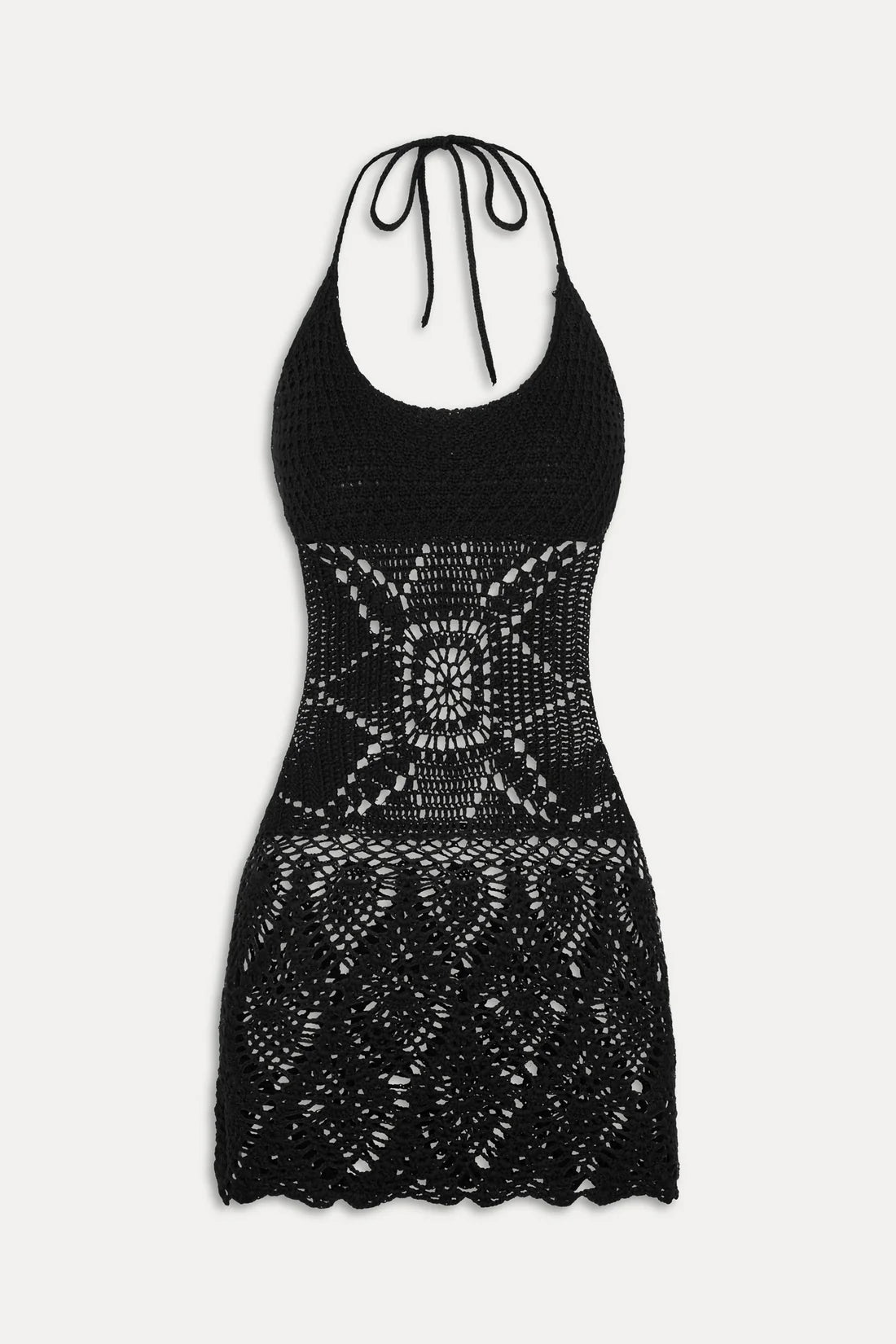 Gabriella Crochet Mini Dress - Black