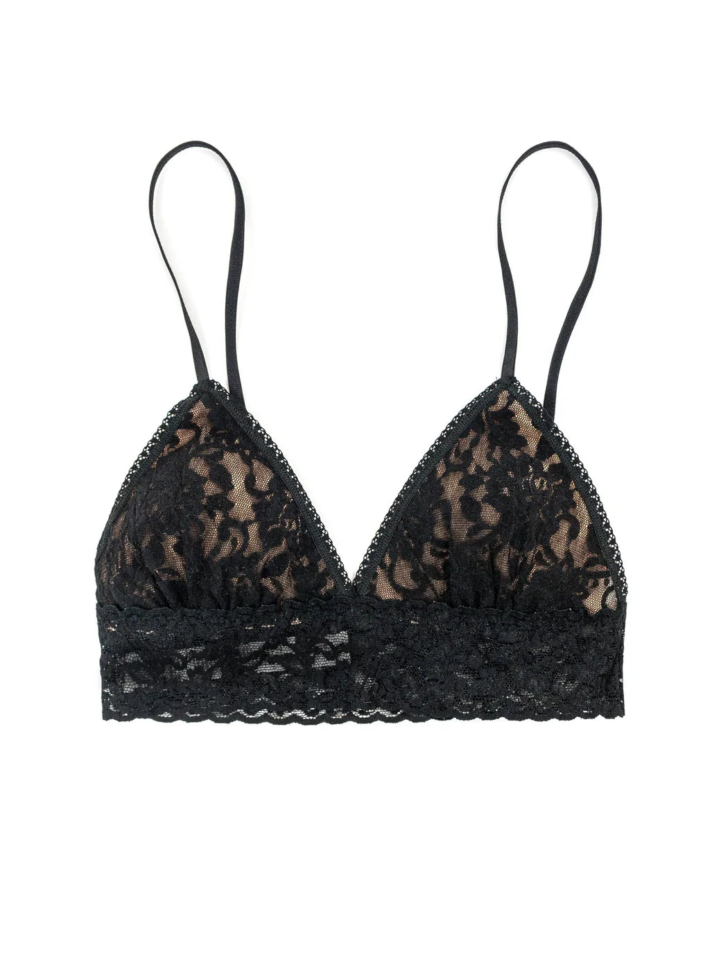 Signature Lace Padded Triangle Bralette Black