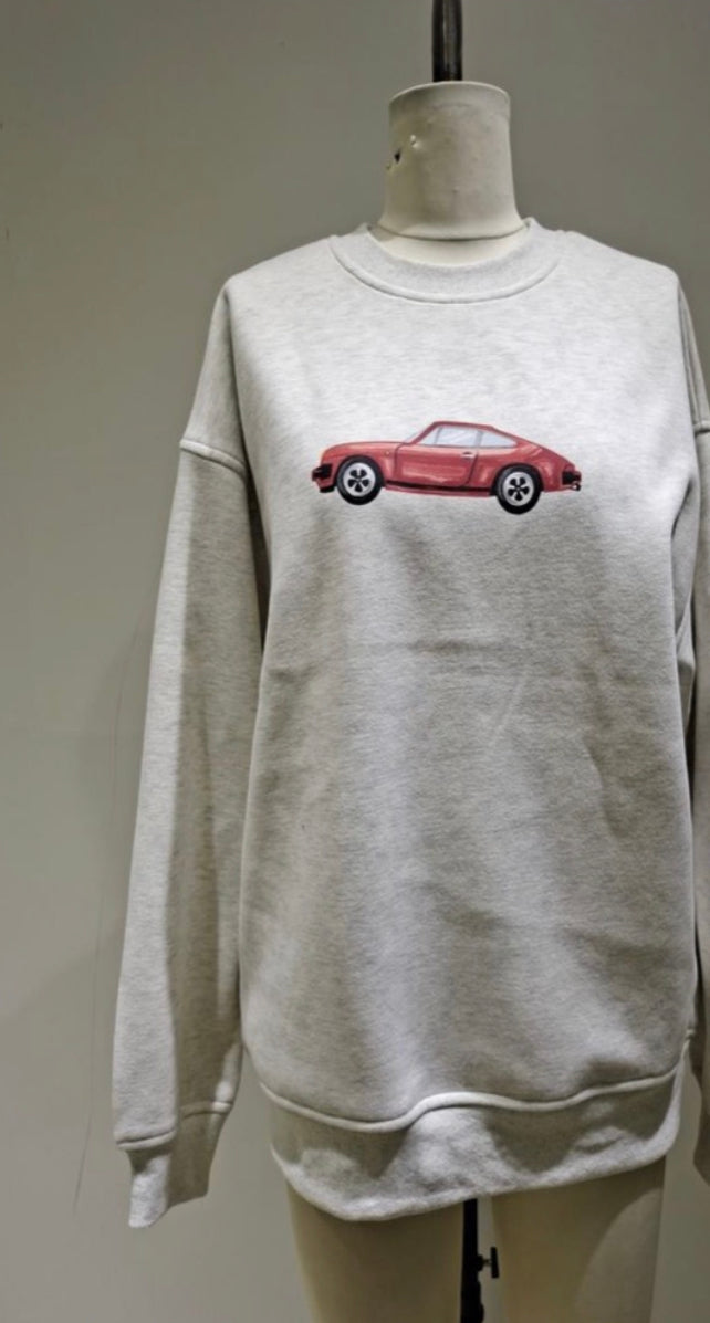 Heather Grey Sweatshirt With Red Car