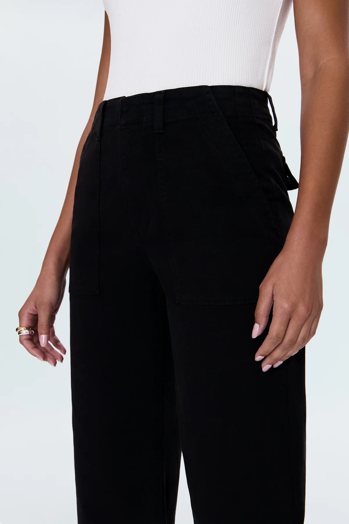 Sophia Wide Leg Utility Ankle Pant in Black