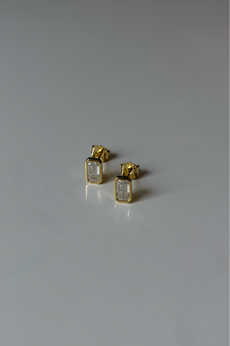 Square Bezel Diamond Studs