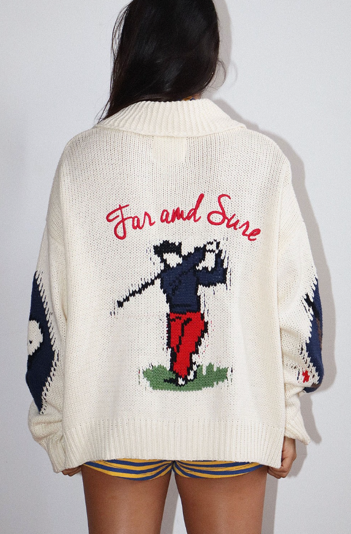 GOLF INTARSIA ZIP SWEATER