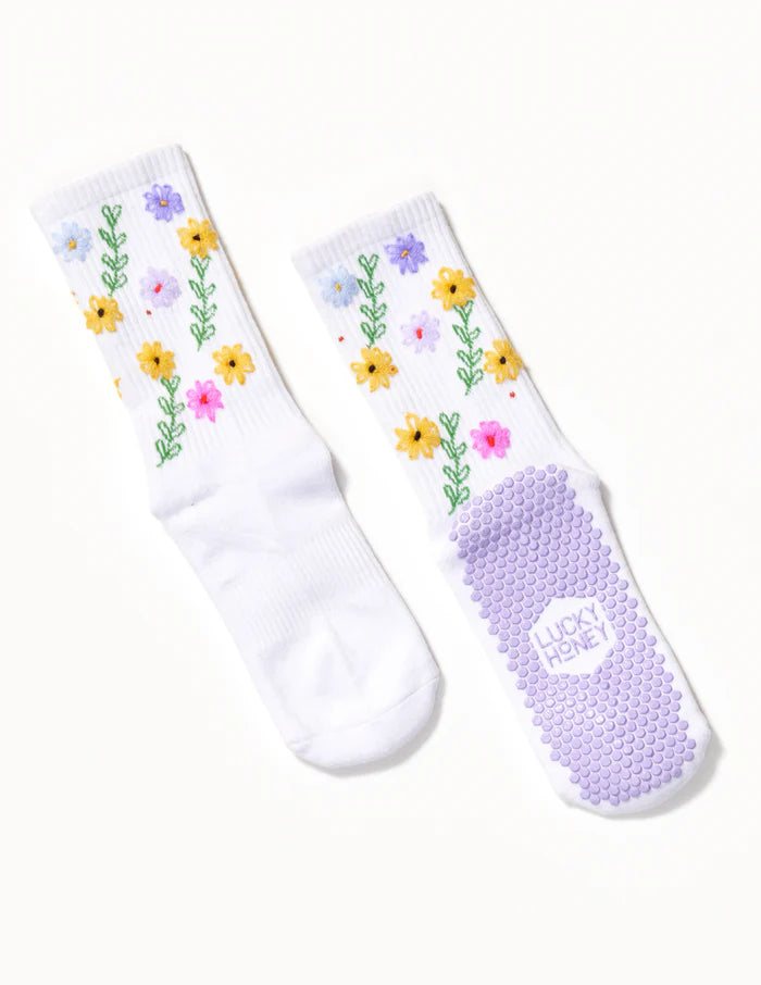 Wild Flower Multi White Sock