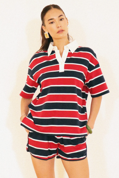 Classic Striped Collar Polo Shirt