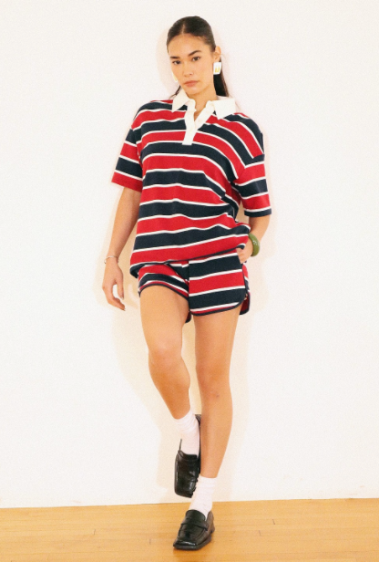 Classic Striped Collar Polo Shirt