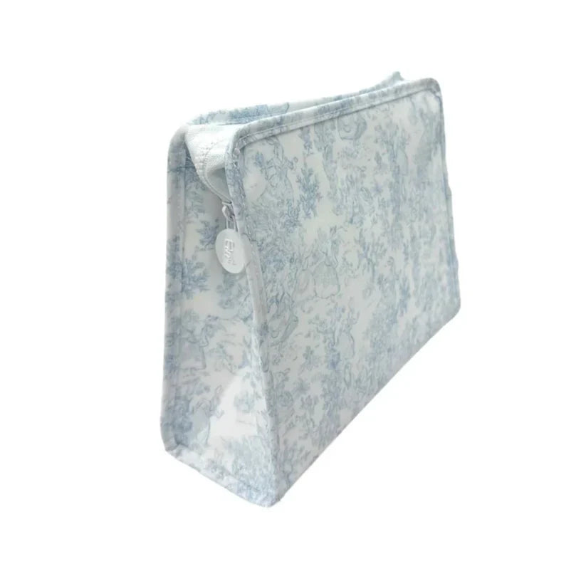 Roadie Large Zip Pouch in Bunny Toile Blue