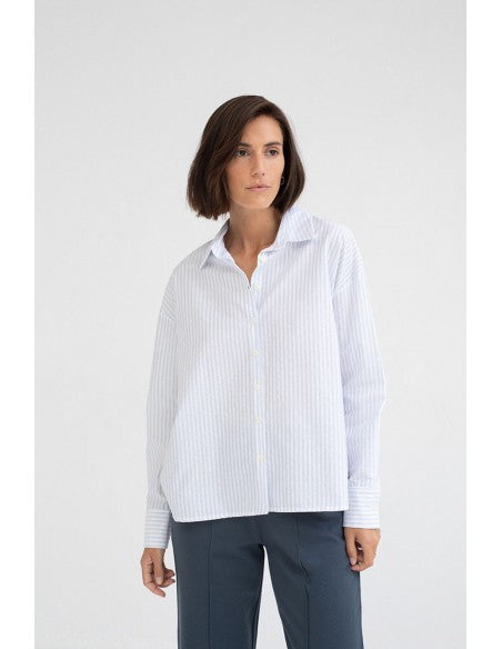 White & Blue Stripe Challi Shirt