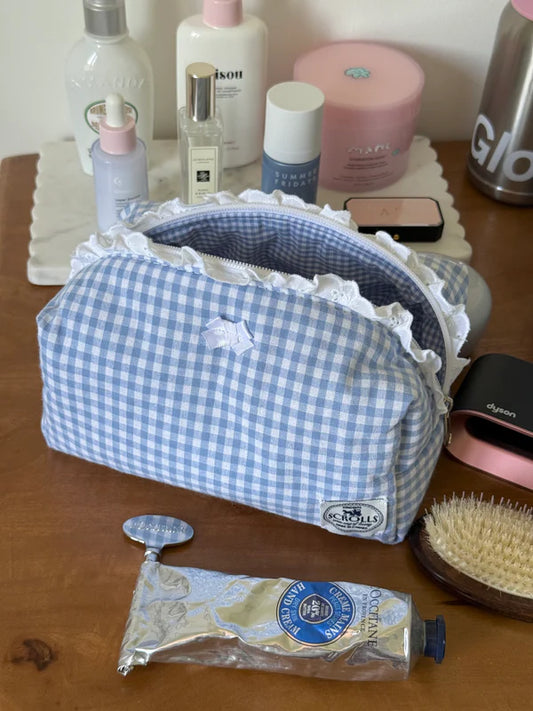 Costal Gingham Make Up Pouch