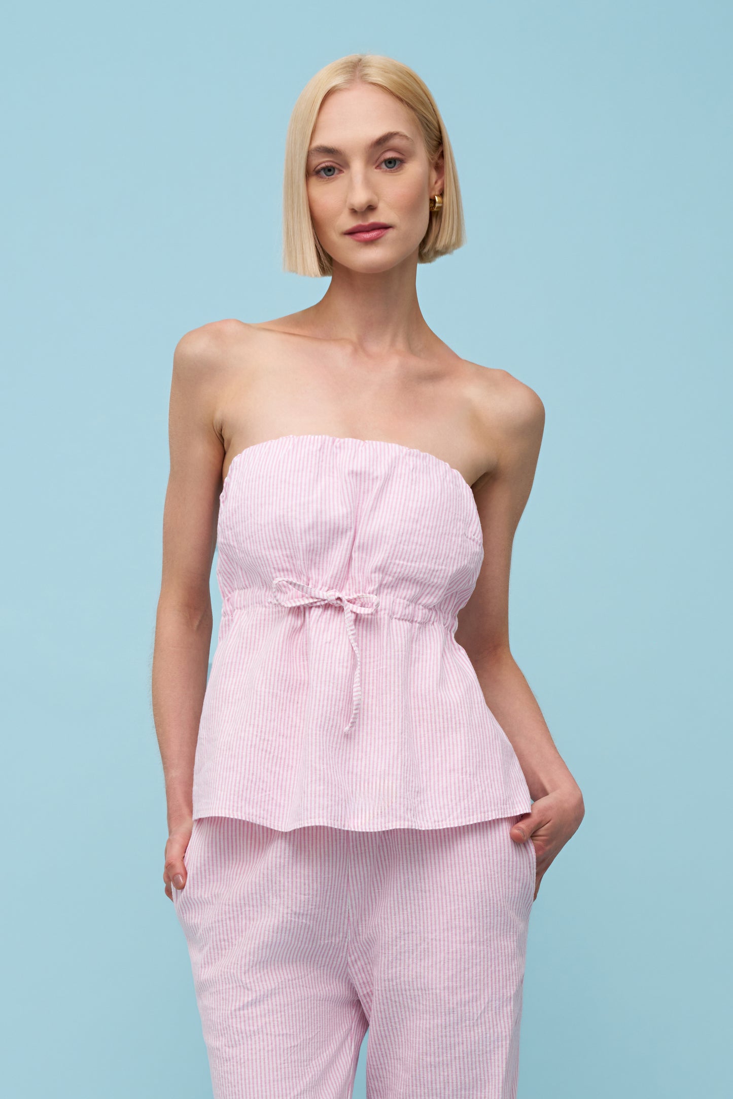 Woven Top Strapless