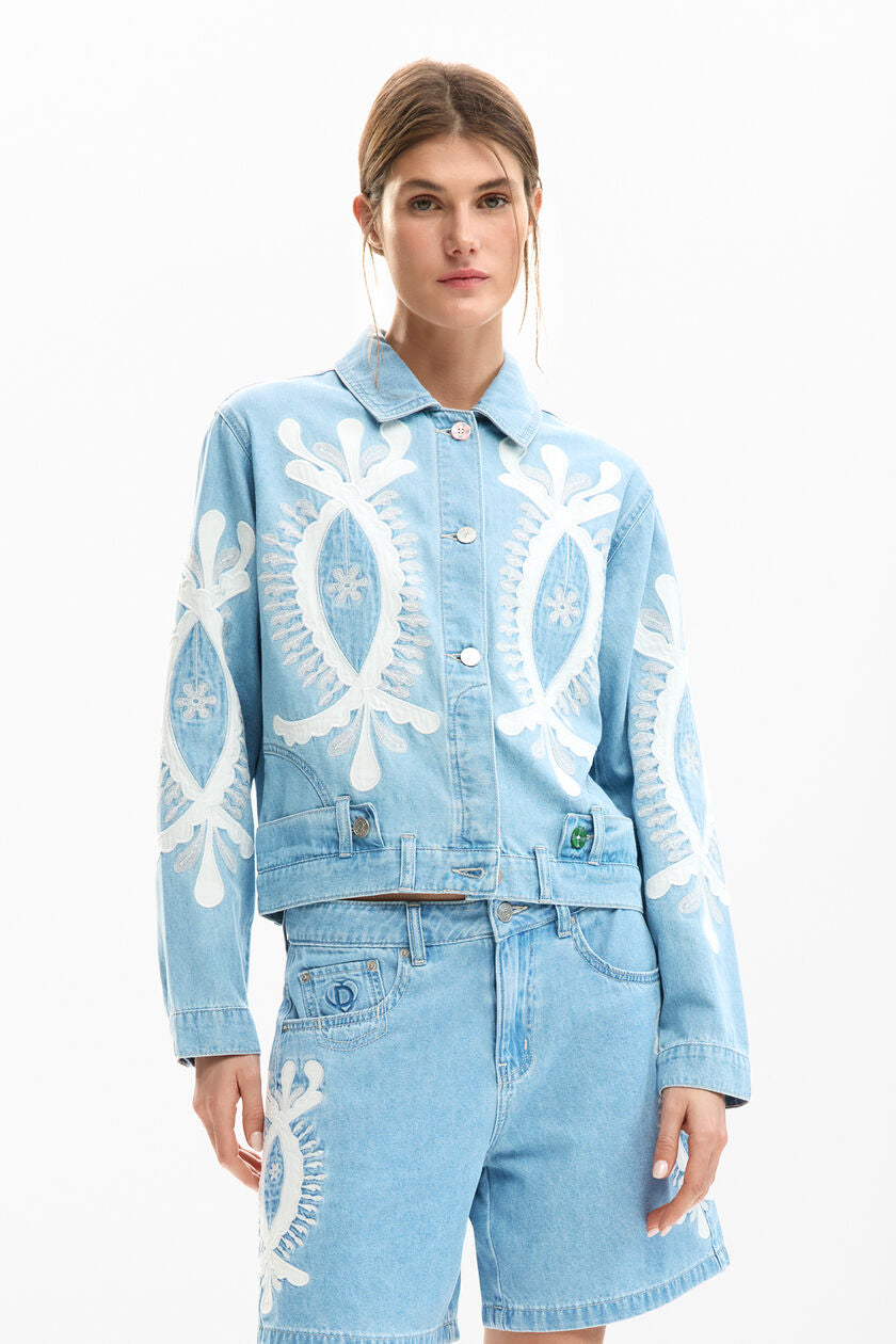 Denim jacket with embroidery
