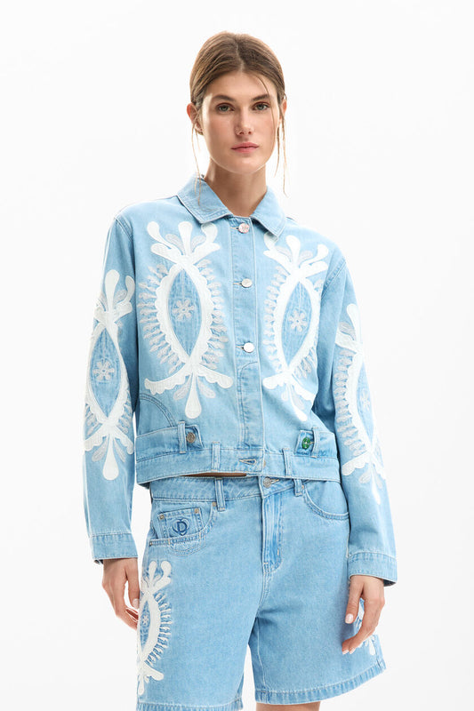 Denim jacket with embroidery