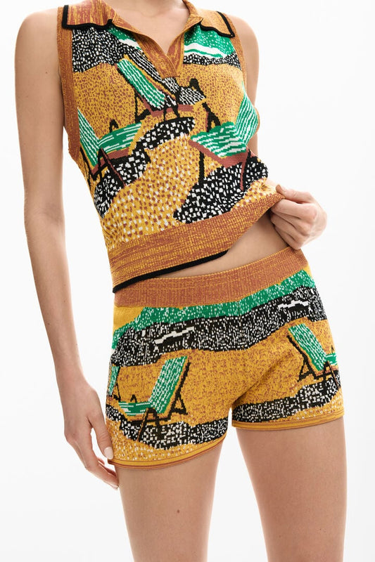 Printed knit shorts