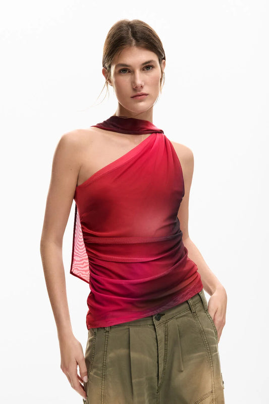 Knot neckline T-shirt