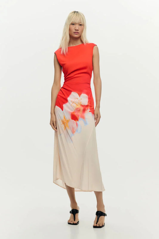 Two-tone Floral Dress
