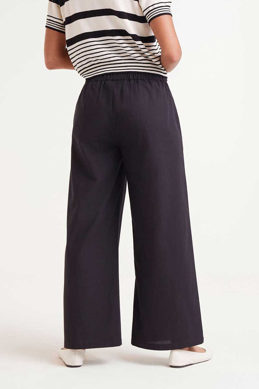 Straight Leg Button Trousers in Black