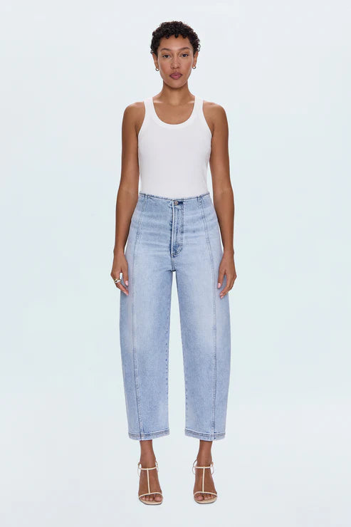 Blair High Rise Seamed Barrel Jean - Pristine