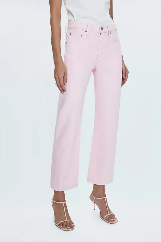 Lexi Mid Rise Bowed Straight Jean in Blush