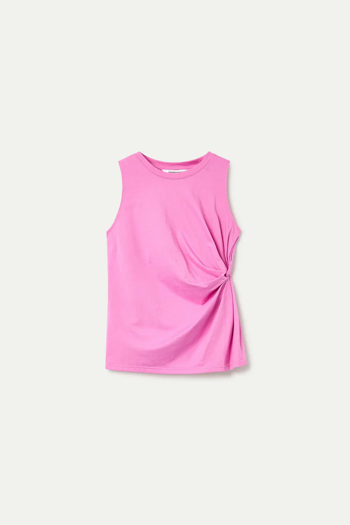 Pink 100% cotton shirt with draped detail