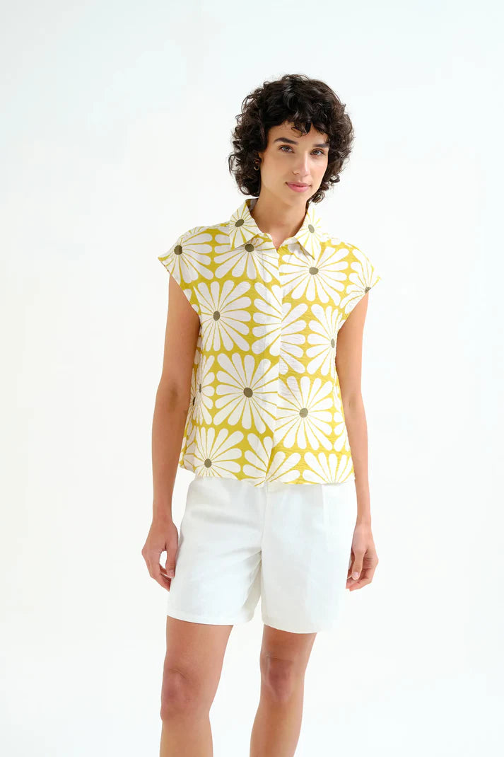 Shirt with Olive Flower print