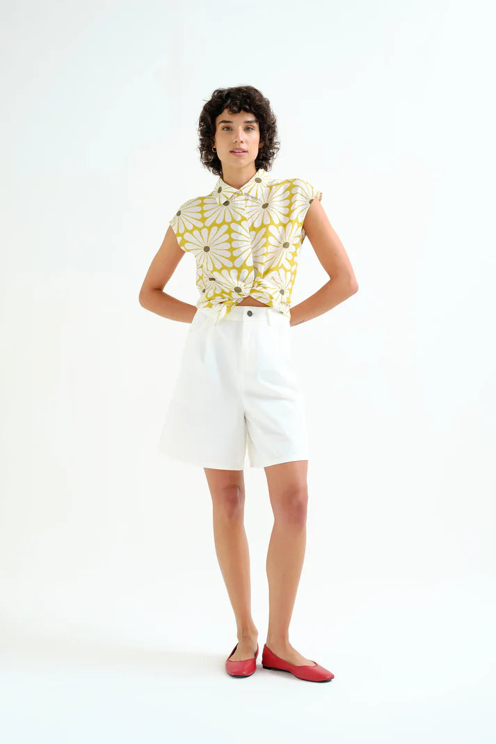 Shirt with Olive Flower print