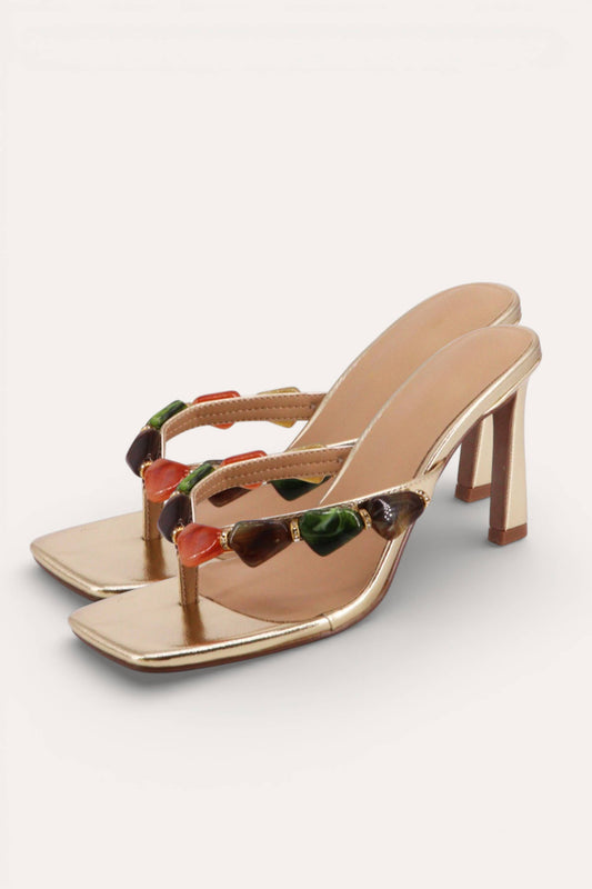 BEAD DETAILED HEELED MULE
