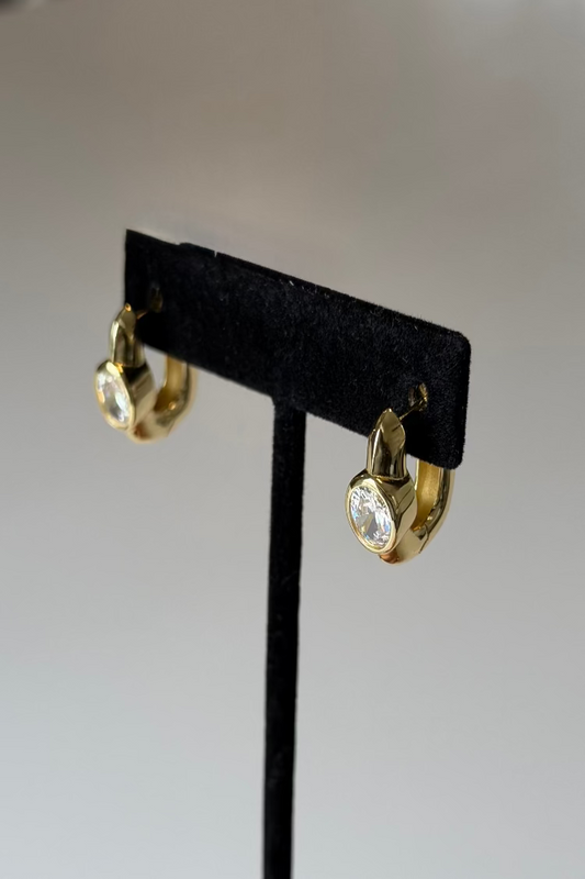 Chunky Hoop with Center Bezel Diamond