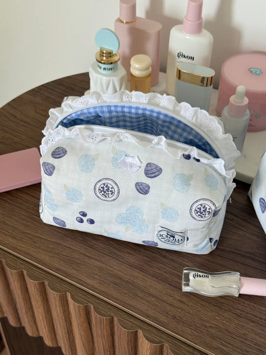 Blueberries & Hydrangeas Makeup Pouch