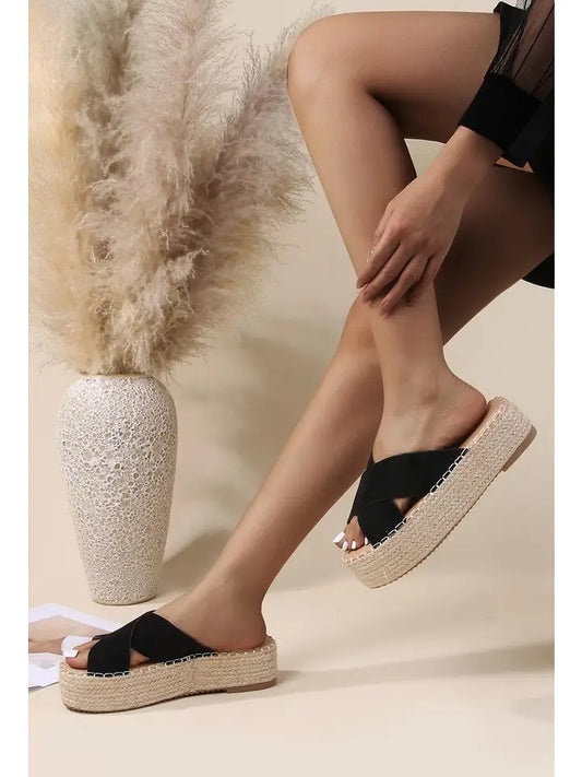 Crossover Open Toe Flatform Sandal