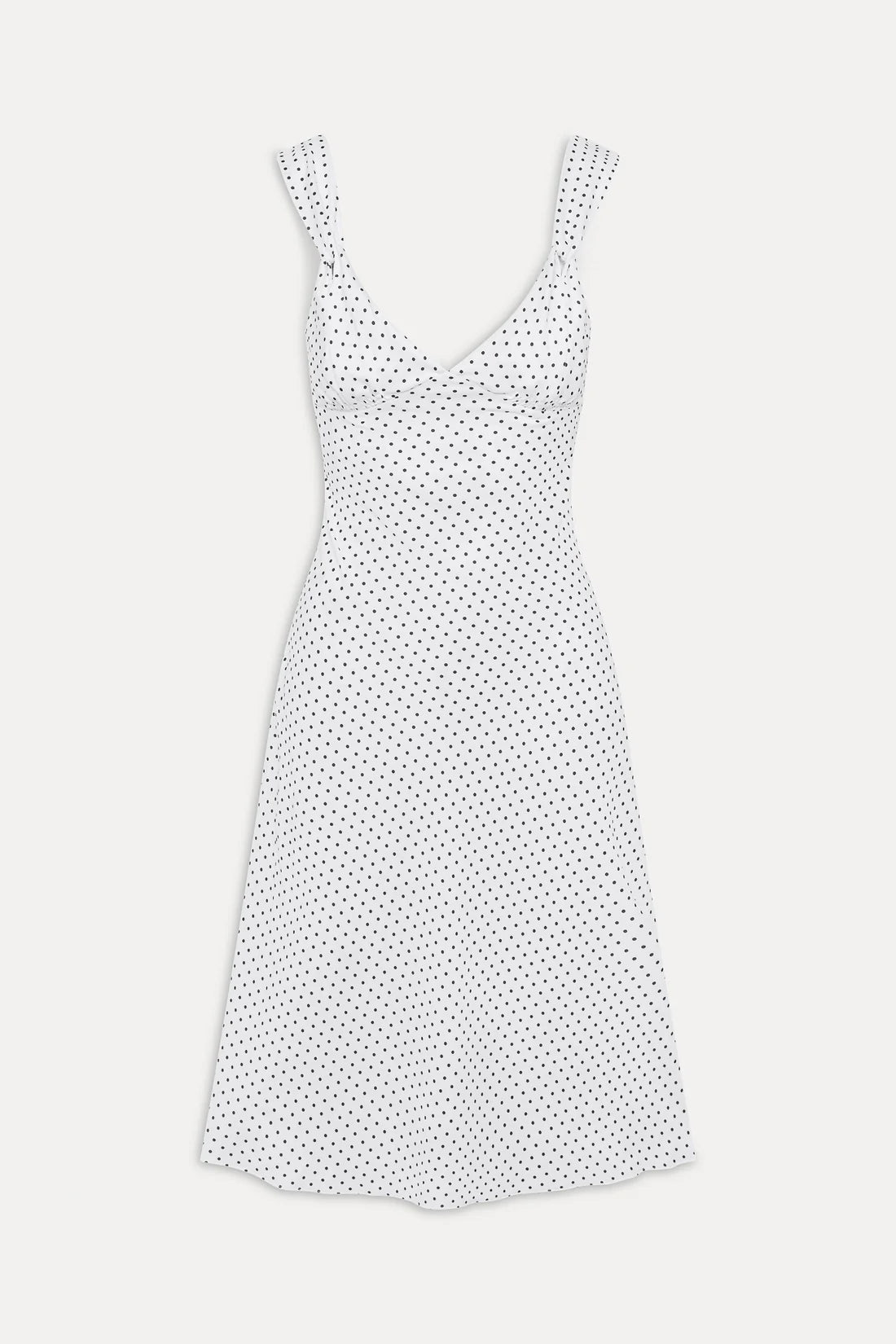 Aurora Satin Midi Dress - White Polka Dot
