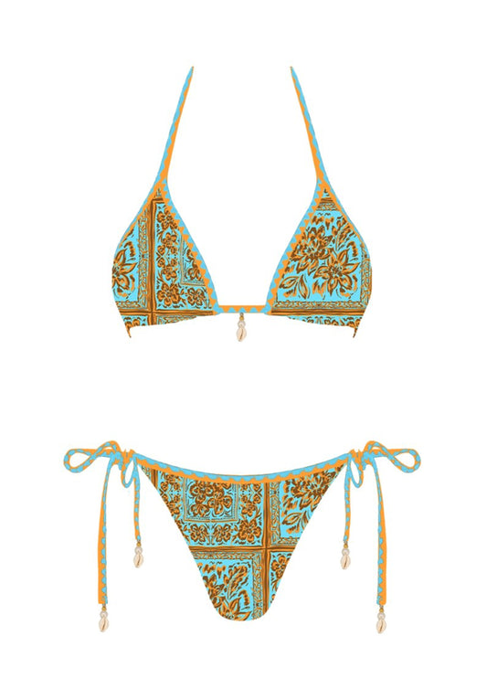 Blue Floral Bikini Set