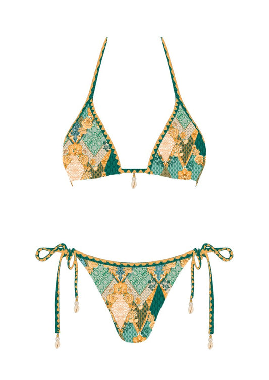 Green Floral Bikini Set
