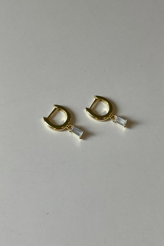 Dainty Diamond Drop Hoops
