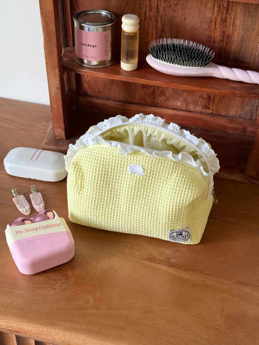 Yellow Waffle Makeup Pouch