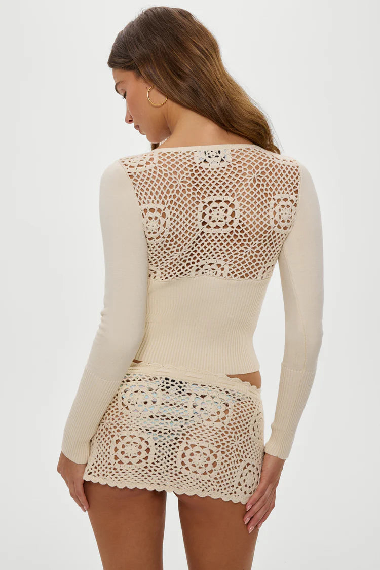Arlo Crochet Knit Sweater & Crochet Mini Skirt