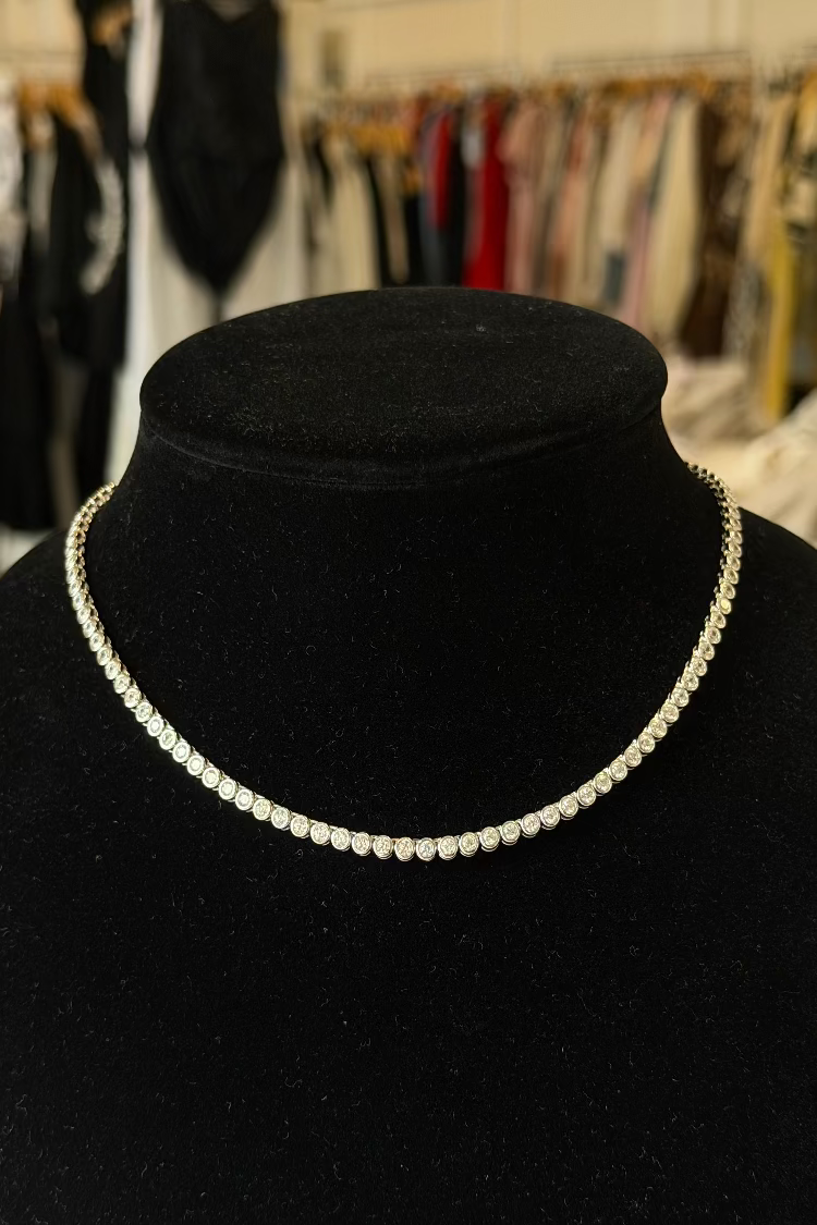 Small Round Diamond Tennis Necklace