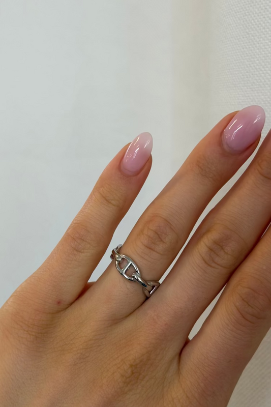 Silver Hermes Chain Ring