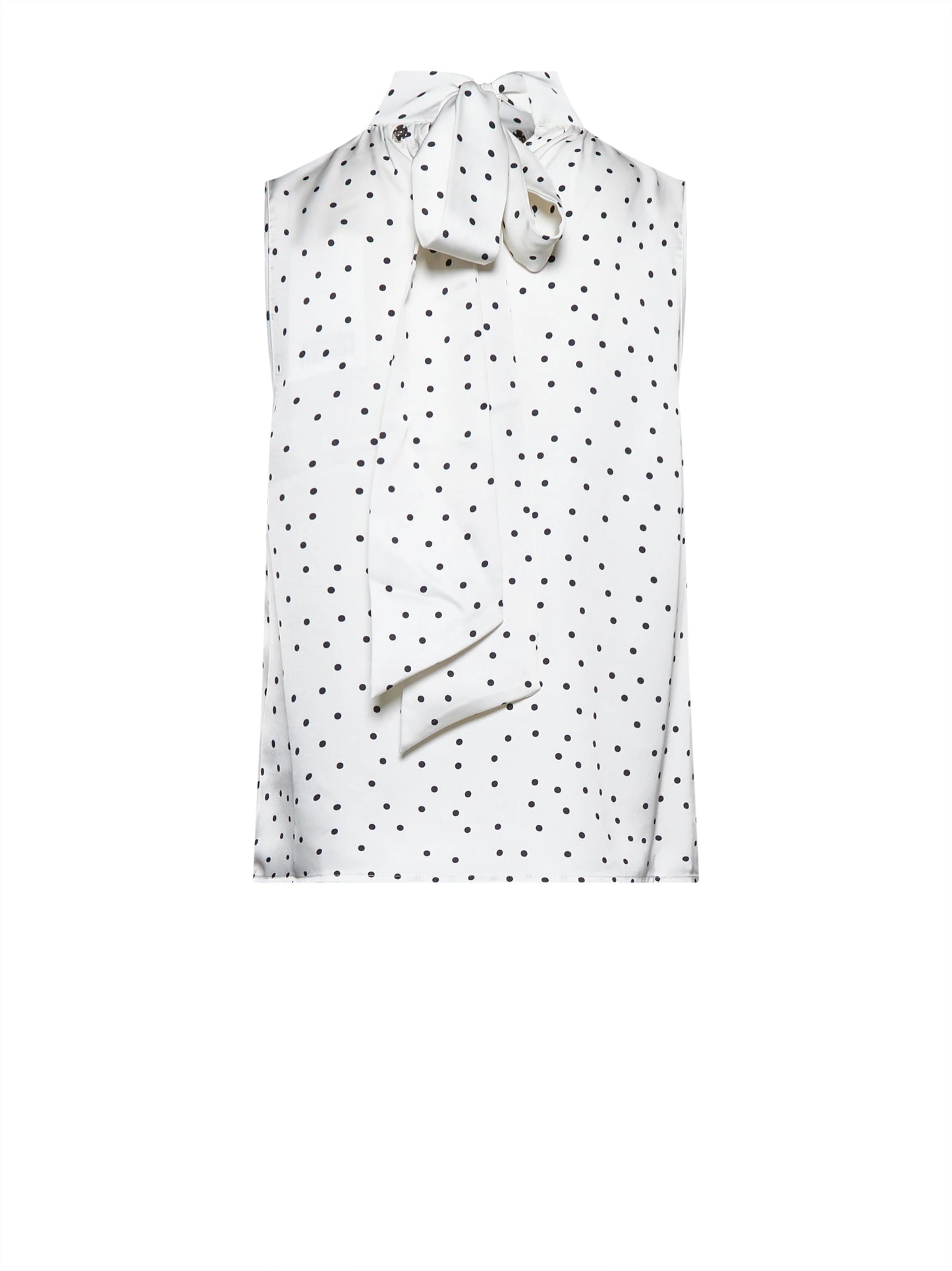 Sleeveless top with high neck and micro motif