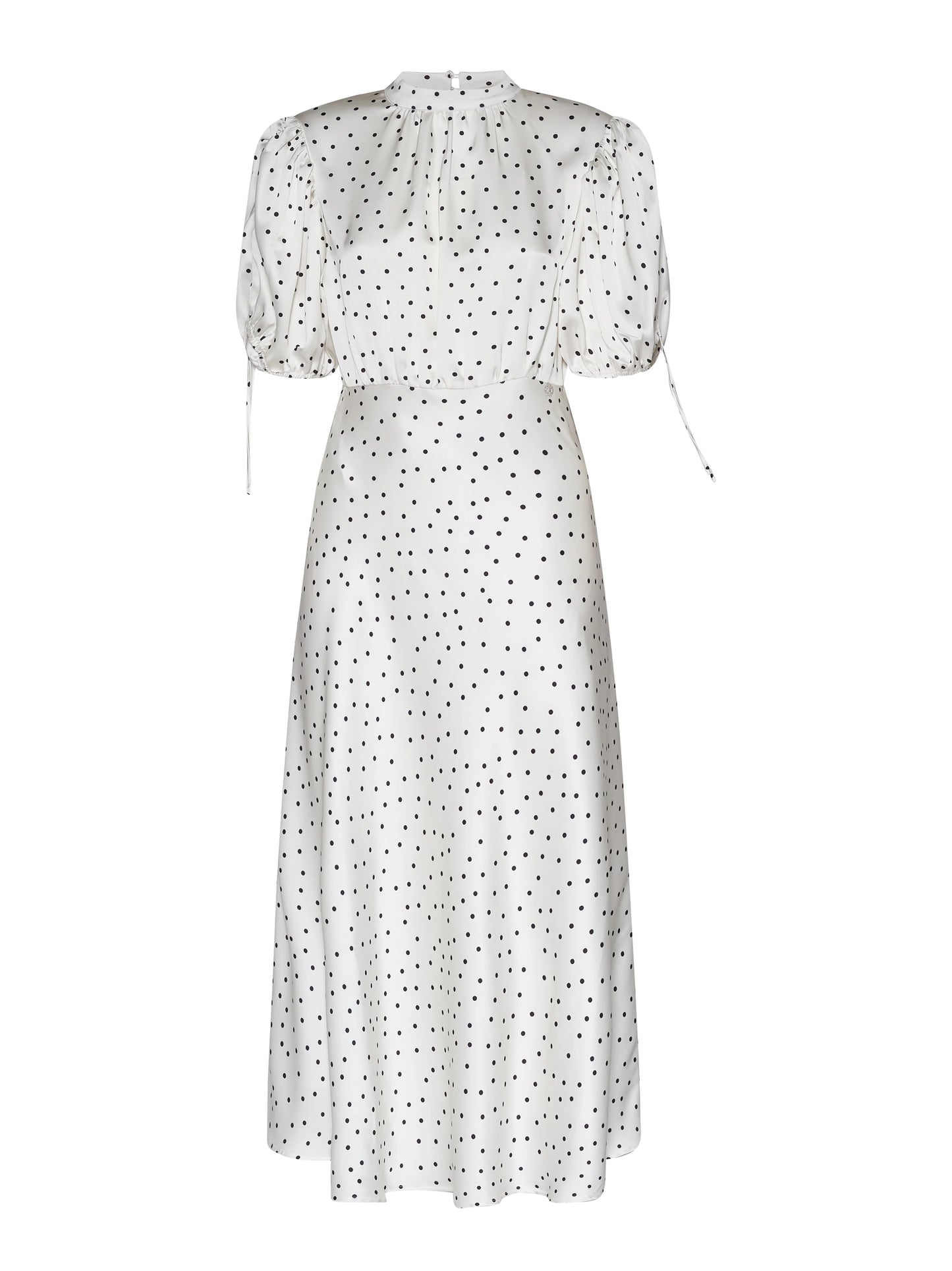 Long dress with graphic pattern and voluminous sleeves