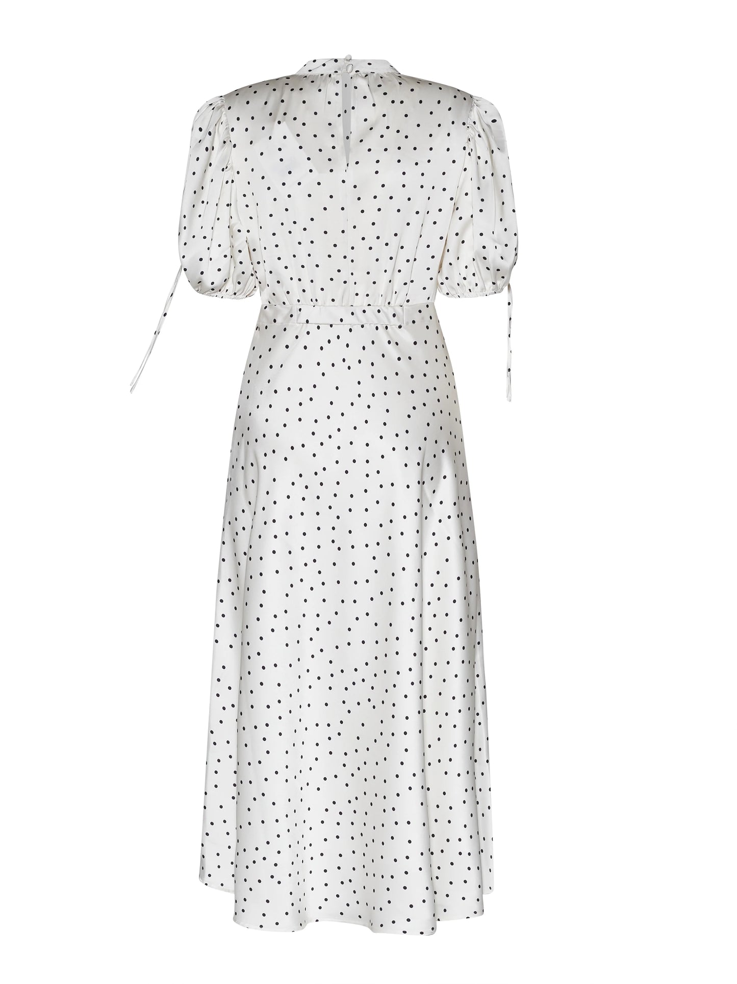 Long dress with graphic pattern and voluminous sleeves