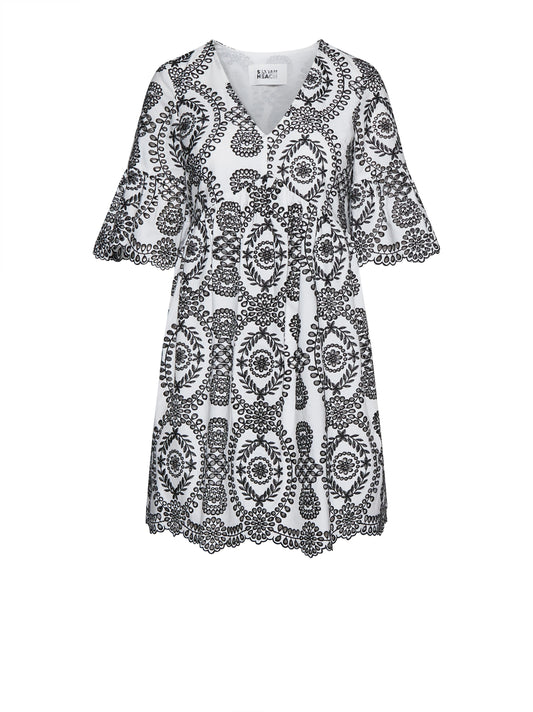 Dress with Graphic Pattern and Sophisticated Details
