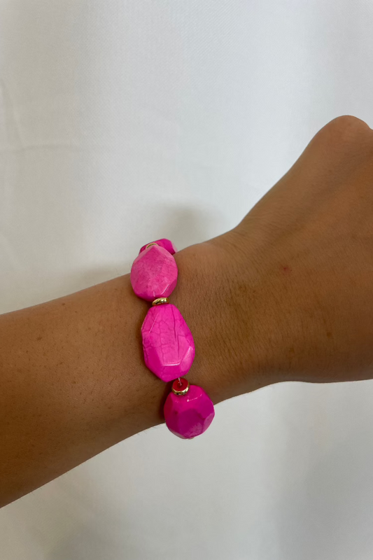 Hot Pink Turquoise Stretch Bracelet