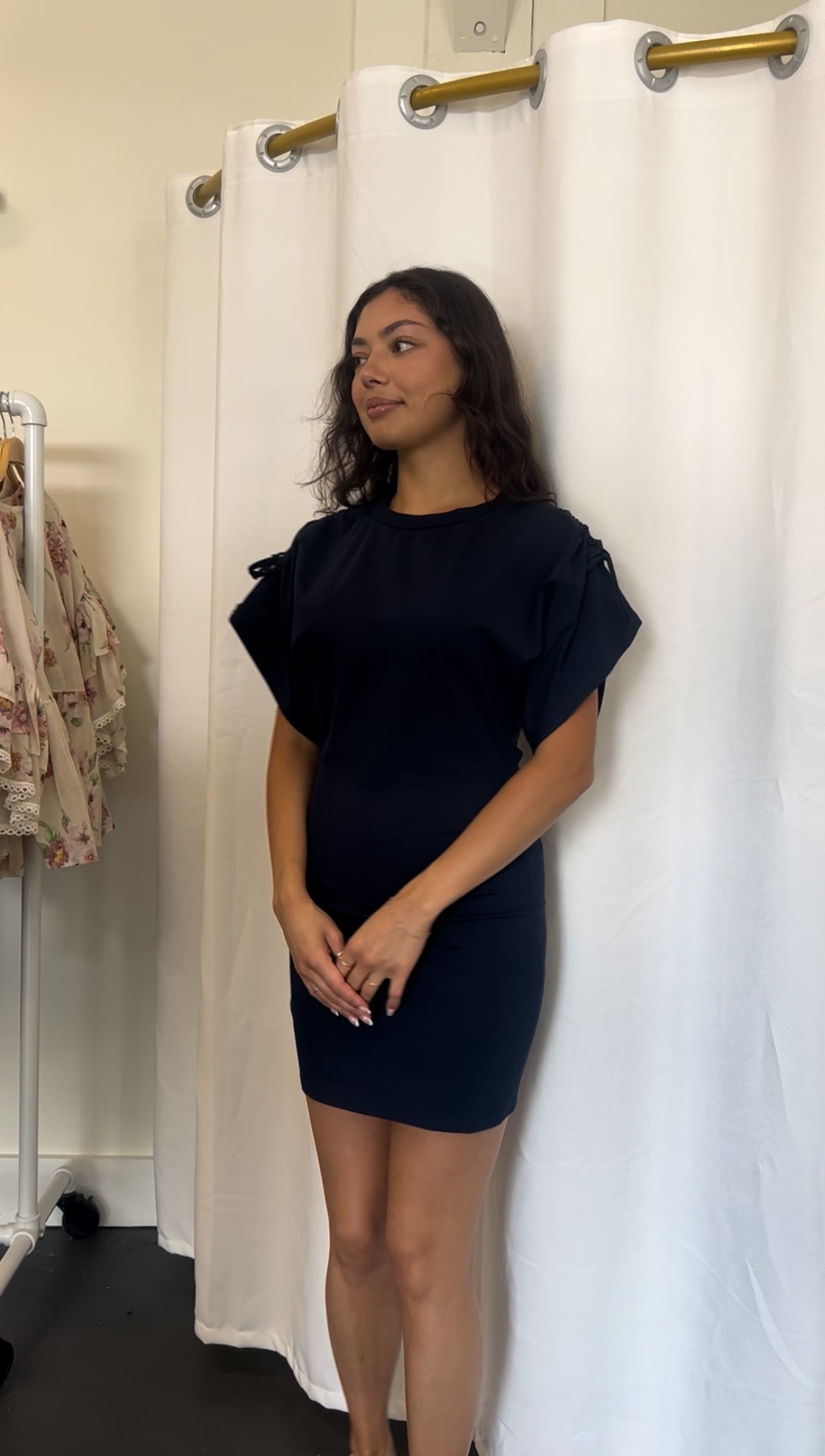 Bow and Cinch Sleeve Dress